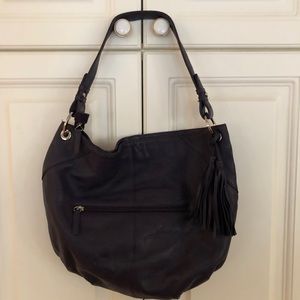 Ladies dark purple leather Danier hobo